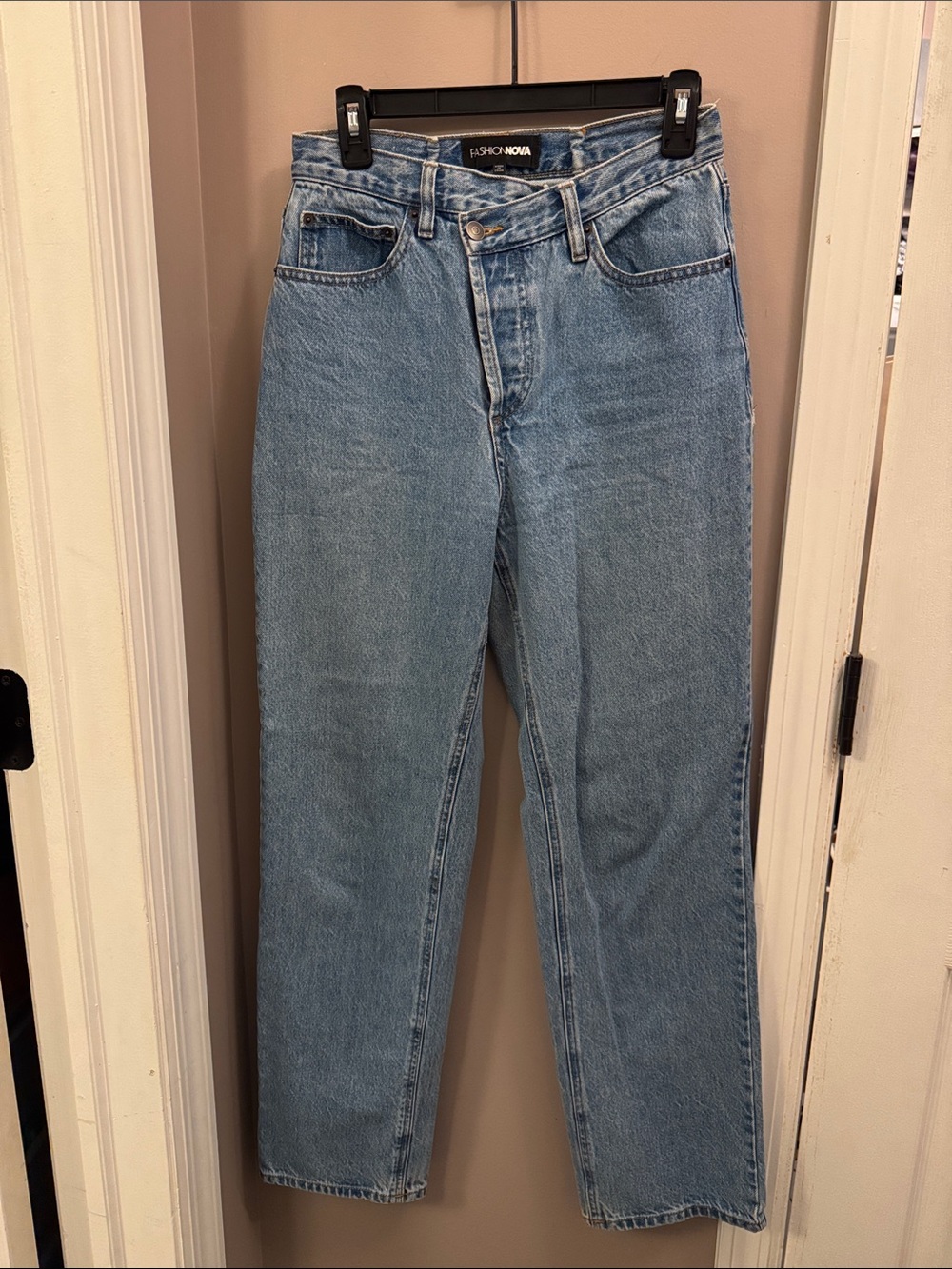 Fashion Nova Light Blue High-Rise Straight Jeans